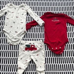 Carter's Baby Bodysuit and Pants Set - Red and Cream